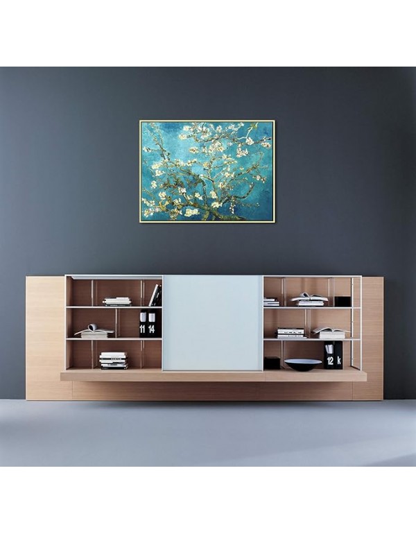 Wieco Art Framed Wall Art Giclee Canvas Prints of Almond Blossom by Vincent Van Gogh Paintings Reproduction Abstract Artwork for Wall Decor
