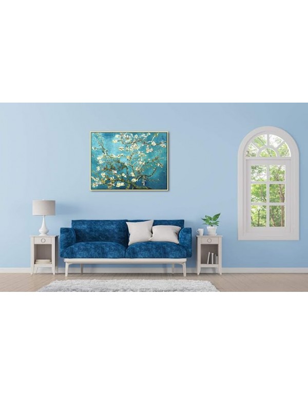 Wieco Art Framed Wall Art Giclee Canvas Prints of Almond Blossom by Vincent Van Gogh Paintings Reproduction Abstract Artwork for Wall Decor