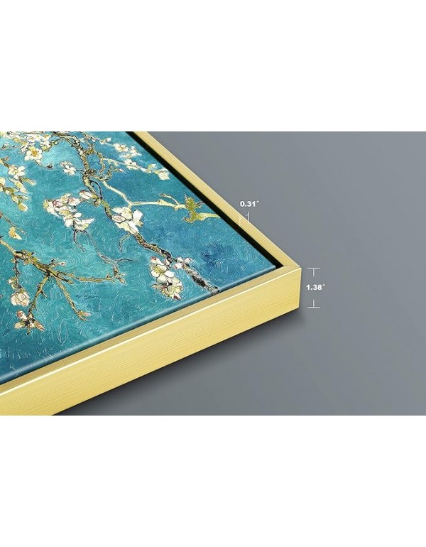 Wieco Art Framed Wall Art Giclee Canvas Prints of Almond Blossom by Vincent Van Gogh Paintings Reproduction Abstract Artwork for Wall Decor