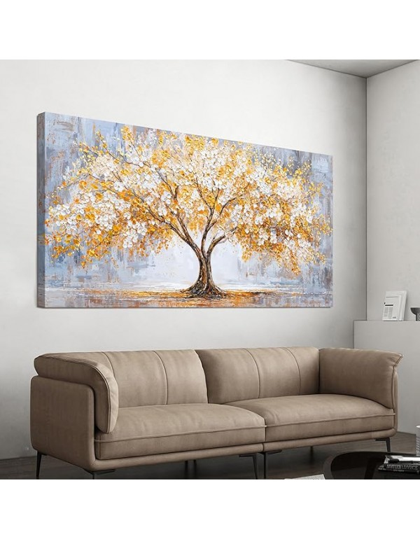 TAIJXAGSG Canvas Wall Art Decor Modern Botanical Wall Art Prints Art Work For Wall Decor Golden Tree of Life Wall Art Decorations Tree Wall Art Pictures For Living Room 20"X 40"Bedroom Office Decor