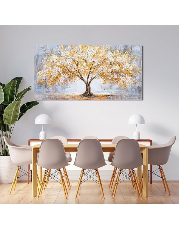 TAIJXAGSG Canvas Wall Art Decor Modern Botanical Wall Art Prints Art Work For Wall Decor Golden Tree of Life Wall Art Decorations Tree Wall Art Pictures For Living Room 20"X 40"Bedroom Office Decor