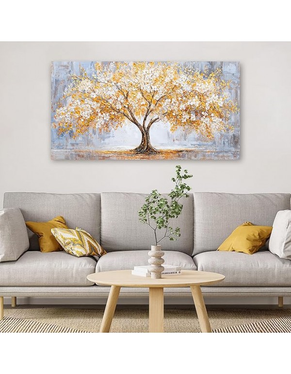 TAIJXAGSG Canvas Wall Art Decor Modern Botanical Wall Art Prints Art Work For Wall Decor Golden Tree of Life Wall Art Decorations Tree Wall Art Pictures For Living Room 20"X 40"Bedroom Office Decor