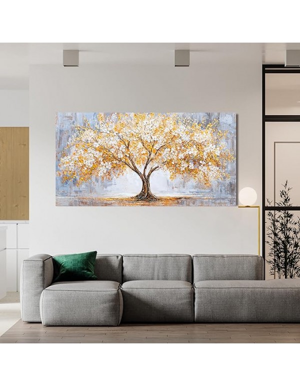 TAIJXAGSG Canvas Wall Art Decor Modern Botanical Wall Art Prints Art Work For Wall Decor Golden Tree of Life Wall Art Decorations Tree Wall Art Pictures For Living Room 20"X 40"Bedroom Office Decor
