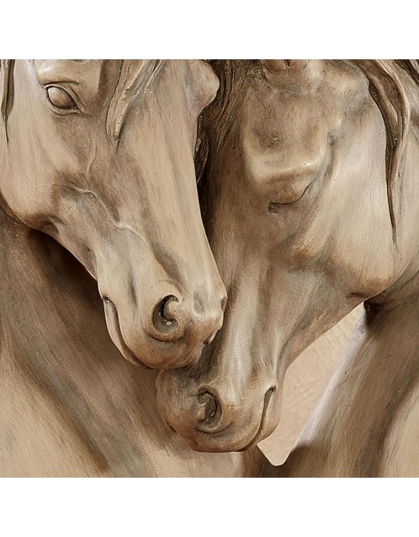 Touch of Class Loving Horses Table Sculpture Tan - Light Brown - Made of Resin - Display Decor for Horse Lovers Bedroom, Living Room - Animal Head Bust Statues - Nuzzling Equine - Heart Shaped