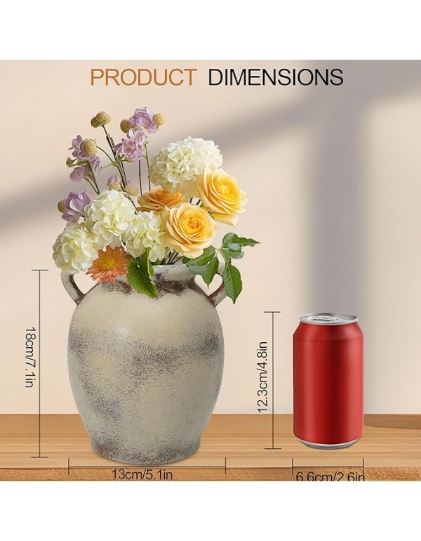 Ceramic Flower Vase, Large White Flower Vase Tall Rustic Farmhouse Decorative Vase Floral Pottery Vases Gifts for Women Birthday Gifts Vases for Home Decor, Living Room, Table, Neutral