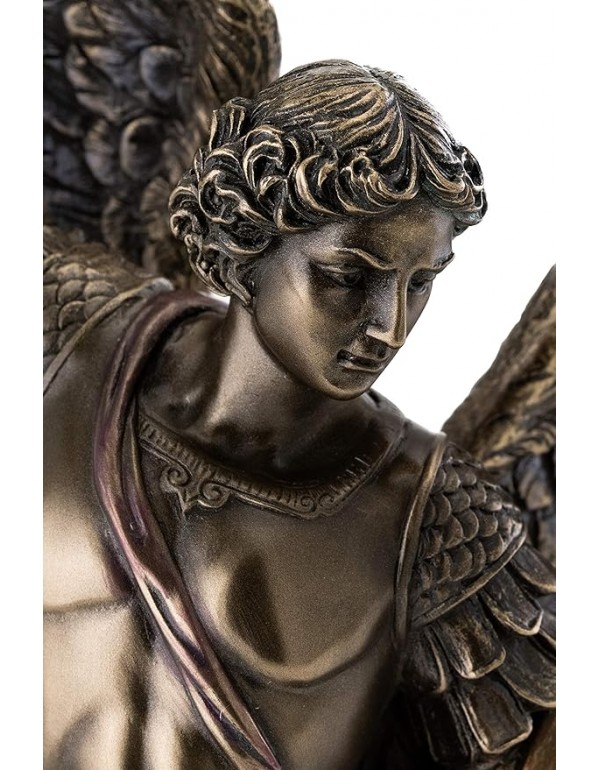Top Collection Archangel St. Michael Statue - 14.5-Inch Saint Michael Defeating Lucifer in Religious Premium Cold-Cast Bronze Sculpture - Collectible Angel of Heaven Stepping on Demon Figurine