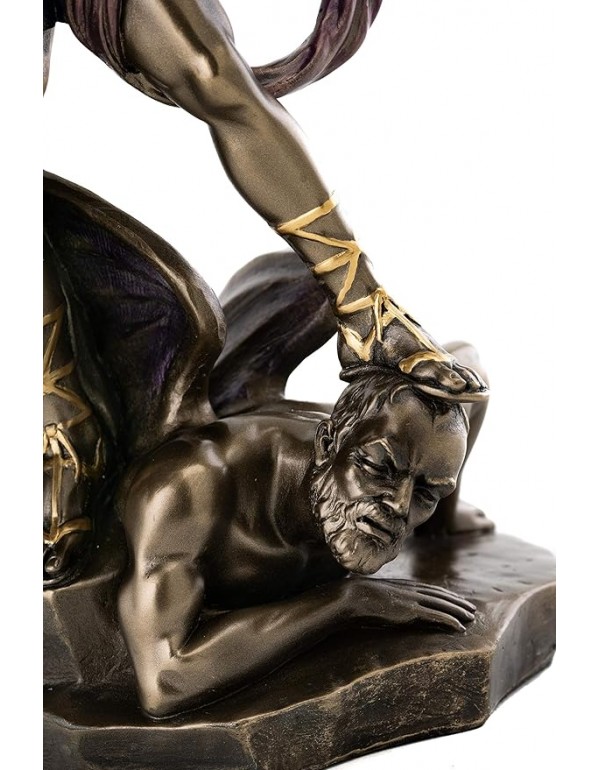 Top Collection Archangel St. Michael Statue - 14.5-Inch Saint Michael Defeating Lucifer in Religious Premium Cold-Cast Bronze Sculpture - Collectible Angel of Heaven Stepping on Demon Figurine