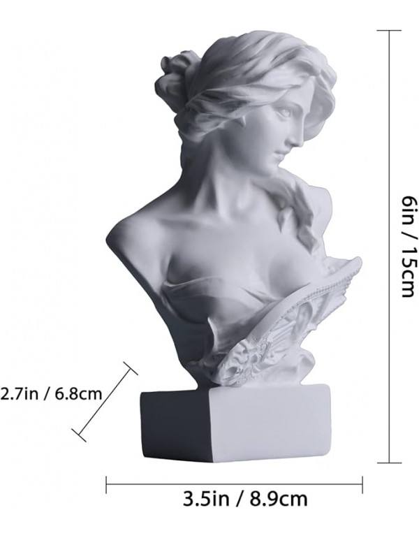 6" H Greek Mythology Bust Statue Decor,Artemis Statues Roman Goddess Figurines,Used for Sketch Practice Aesthetics Statues and Sculptures and Indoor Filling Space for Living Room, Bedroom and Study