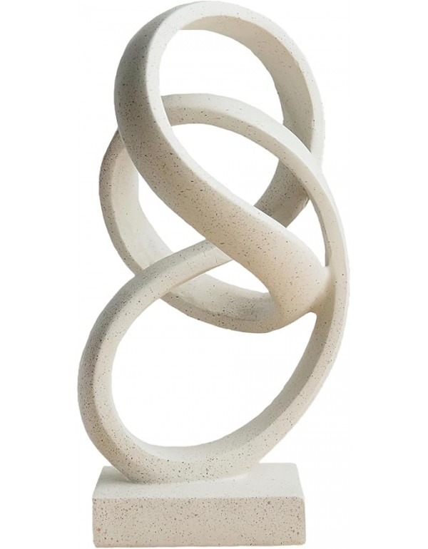 10" Modern Abstract Ribbon Decorative Sculpture, Knot Sculptures,Home Decor,Coffee Table Statues,Dining Living Room Desk Decor（White）