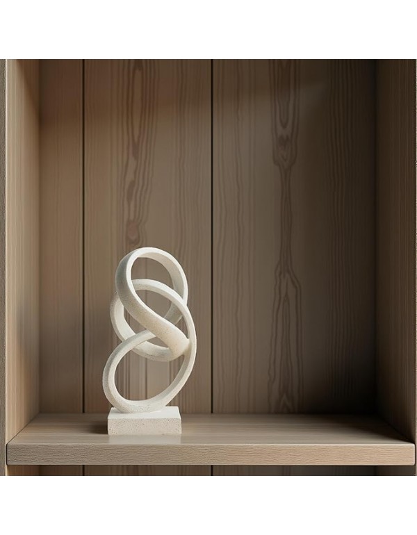 10" Modern Abstract Ribbon Decorative Sculpture, Knot Sculptures,Home Decor,Coffee Table Statues,Dining Living Room Desk Decor（White）