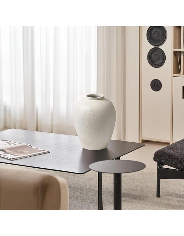 LB2 White Ceramic Large Vase, 12.7" Tall Zen Style vase, Terra Cotta Pitcher, Distressed Farmhouse Decor, Pottery Decorative Flower for Home Decor