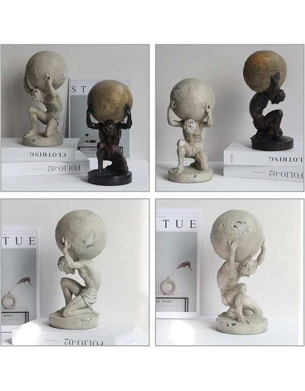 Lukitas Atlas Holding Up World Statue and Sculpture, Lifting The Earth Figurine Decor, Creative Ornament for Home Office Living Room, Resin 11.5''