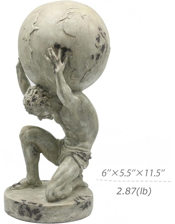 Lukitas Atlas Holding Up World Statue and Sculpture, Lifting The Earth Figurine Decor, Creative Ornament for Home Office Living Room, Resin 11.5''